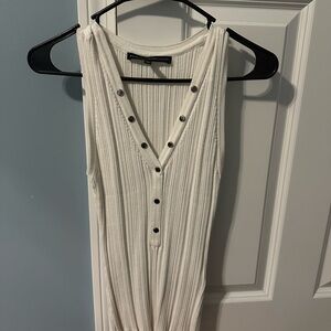 White House Black Market Ivory Ribbed Tank Top